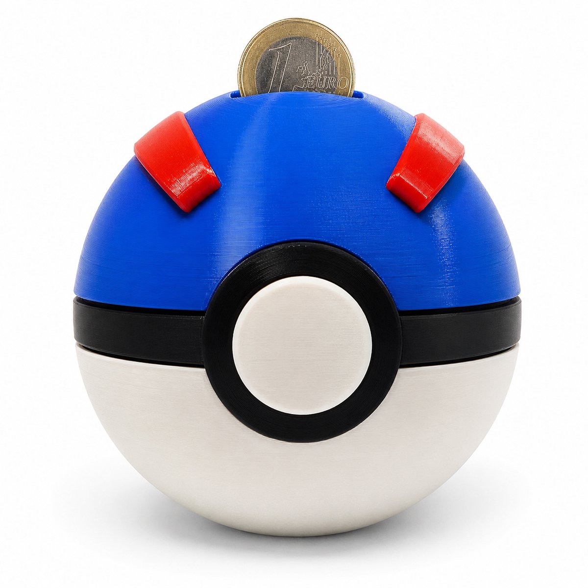 Pokémon Spaarpot Great Ball - Gaming Piggy Bank Voor Kinderen En Volwassen Fans - Decoratieve Muntenpot Voor Gamer Kamer En Bureau - Cadeau Voor Pokémon Liefhebbers - 11 x 11 x 9 cm - Blauw Rood Wit