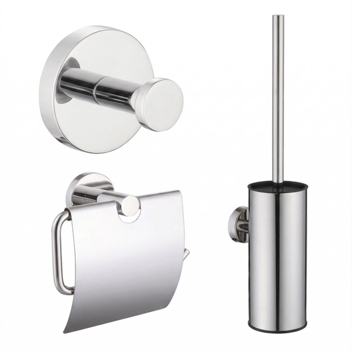 Adema Rise Toiletset - toiletrolhouder - handdoekhaak - toiletborstelset - passend bij Grohe chrome