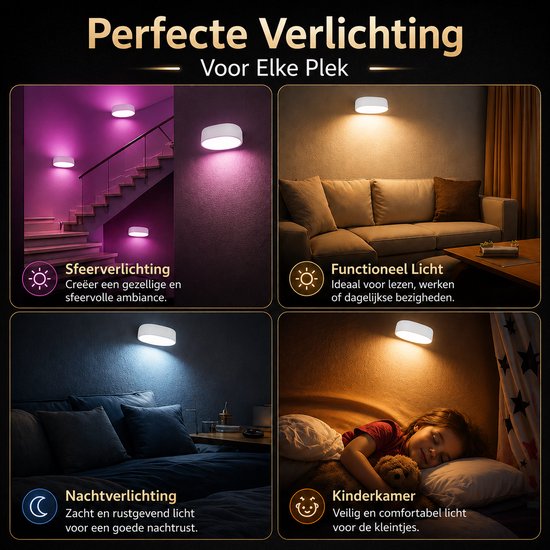 Heuts Goods - Wandlamp - Wandlamp Binnen - Magnetische Wandlamp - Wandlamp Oplaadbaar - Nachtlampje - 360 graden draaien - 5 Standen Dimbaar - 3 Kleuren Warm Wit - Op Tijd Instelbaar - Wit van Heuts Goods — afbeelding 3