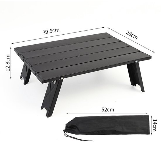Kleine opvouwbare campingtafel - lichtgewicht aluminium tafel - met draagtas - voor picknick, outdoor, wandelen, strand, reizen - zwart - 39.5×28×12.8cm van Merkloos — afbeelding 4