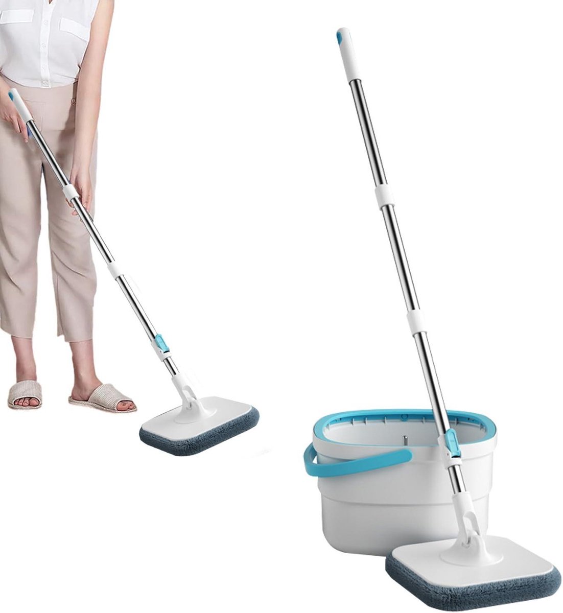 Dweil en emmer set - Vloerreiniger - Huis onderhoud - Scheiding vuil en schoon water