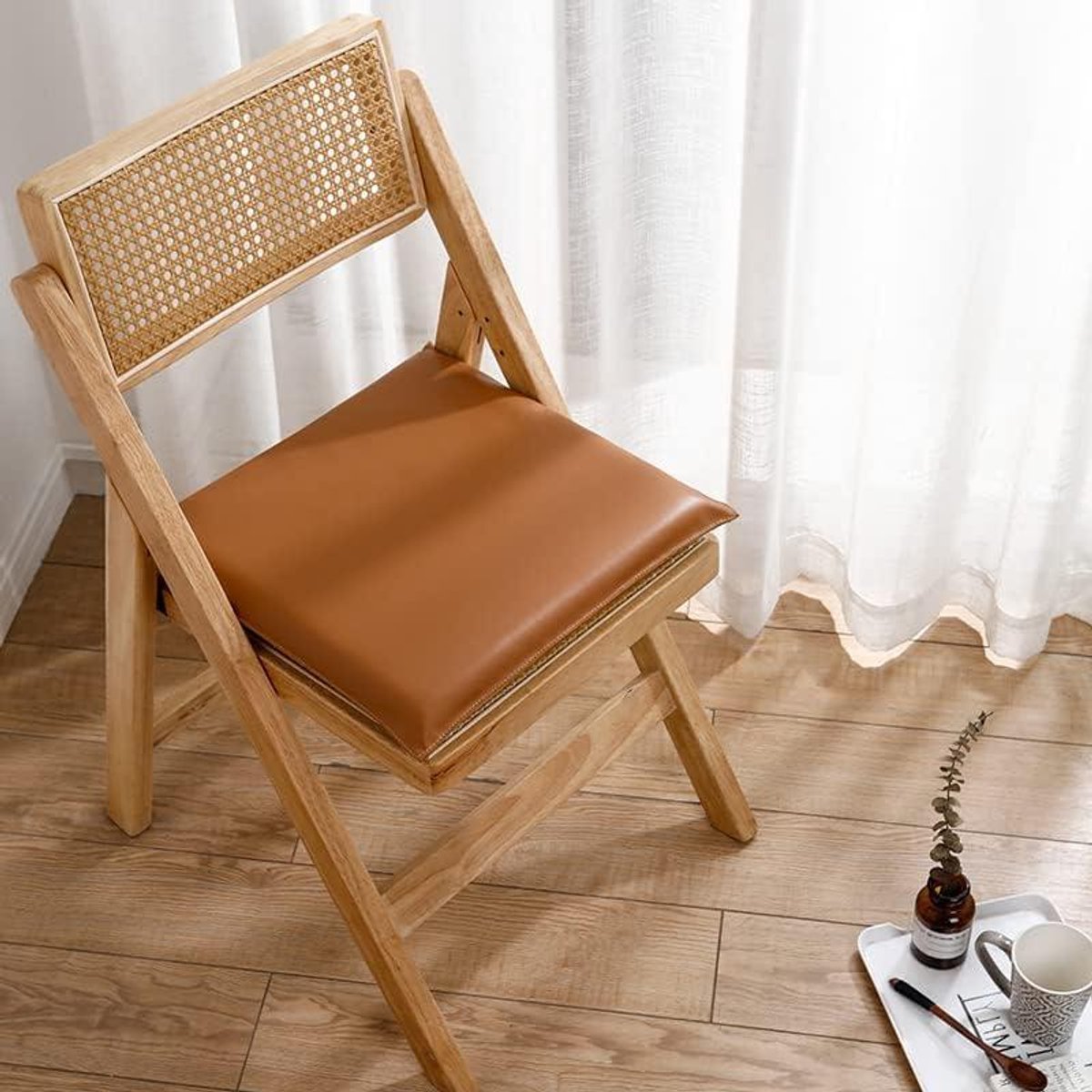 Stoelkussens Traagschuim - Zitkussens Kunstleer - Comfort Verhogend - Waterdicht Antislip - 45 x 50 cm - Bruin