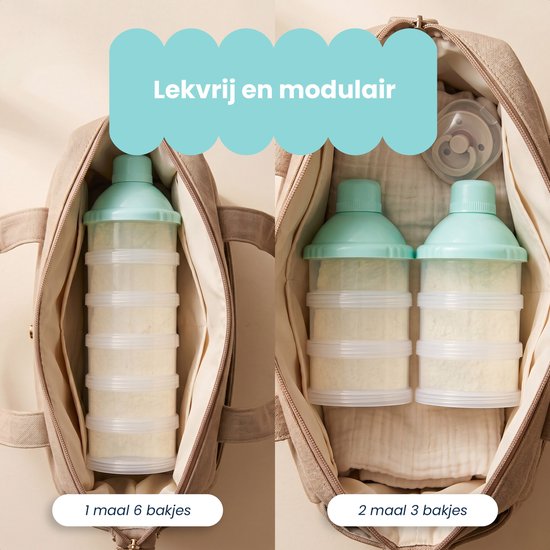 Dutsi - Melkpoeder Bewaarbakjes - 2 Stuks - Melkpoeder Toren met Schenktuit - BPA-vrij - Melkpoeder Doseerdoosjes - Stapelbaar van Dutsi — afbeelding 5