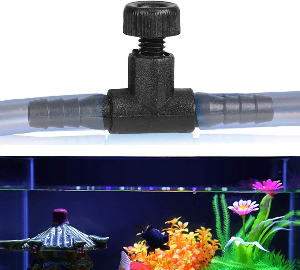 Aquarium Tee Connectoren - Luchtregelaars - Zuurstofregeling Aquarium - Universele Pasvorm - 20 Stuks - Zwart