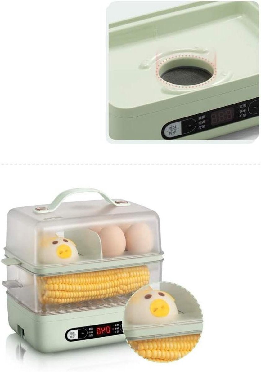 Elektrische Stoomkoker - Ontbijt Machine - Eieren Koken - Dubbele Stoomlaag - 2.5 Liter - Wit