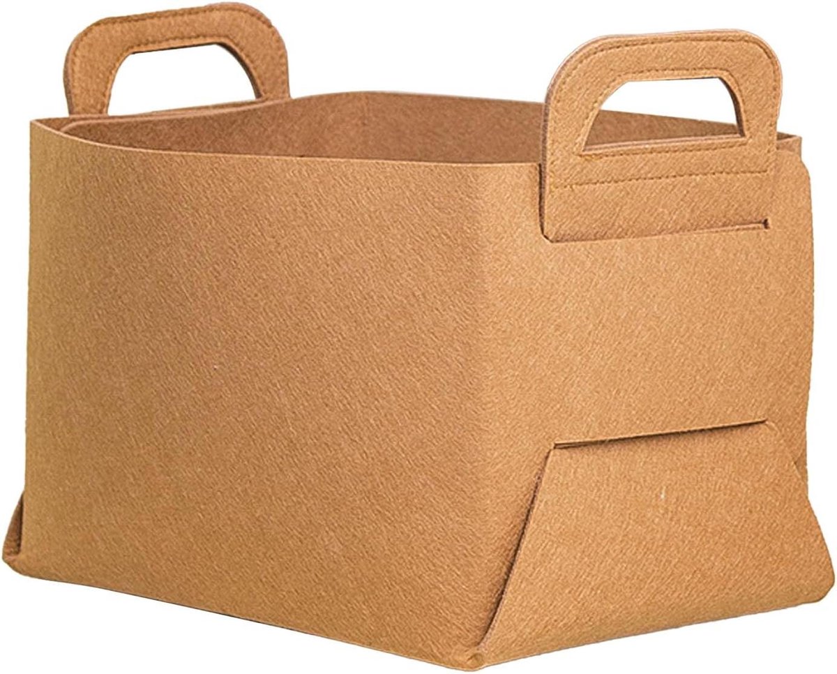 Vilten Opbergmand - Opbergbox - Ruimte Besparen - Opvouwbaar Ontwerp - 36x25x23 cm - Bruin