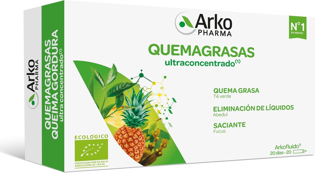 Arkofluido Ultrageconcentreerde Vetverbrander Bio 20 ampoules - 15ml|Arkofluido Ultraconcentrated Fat Burner Bio 20 ampoules of 15ml|Arkofluido Brûleur de Graisse Ultraconcentré Bio 20 ampoules de 15ml