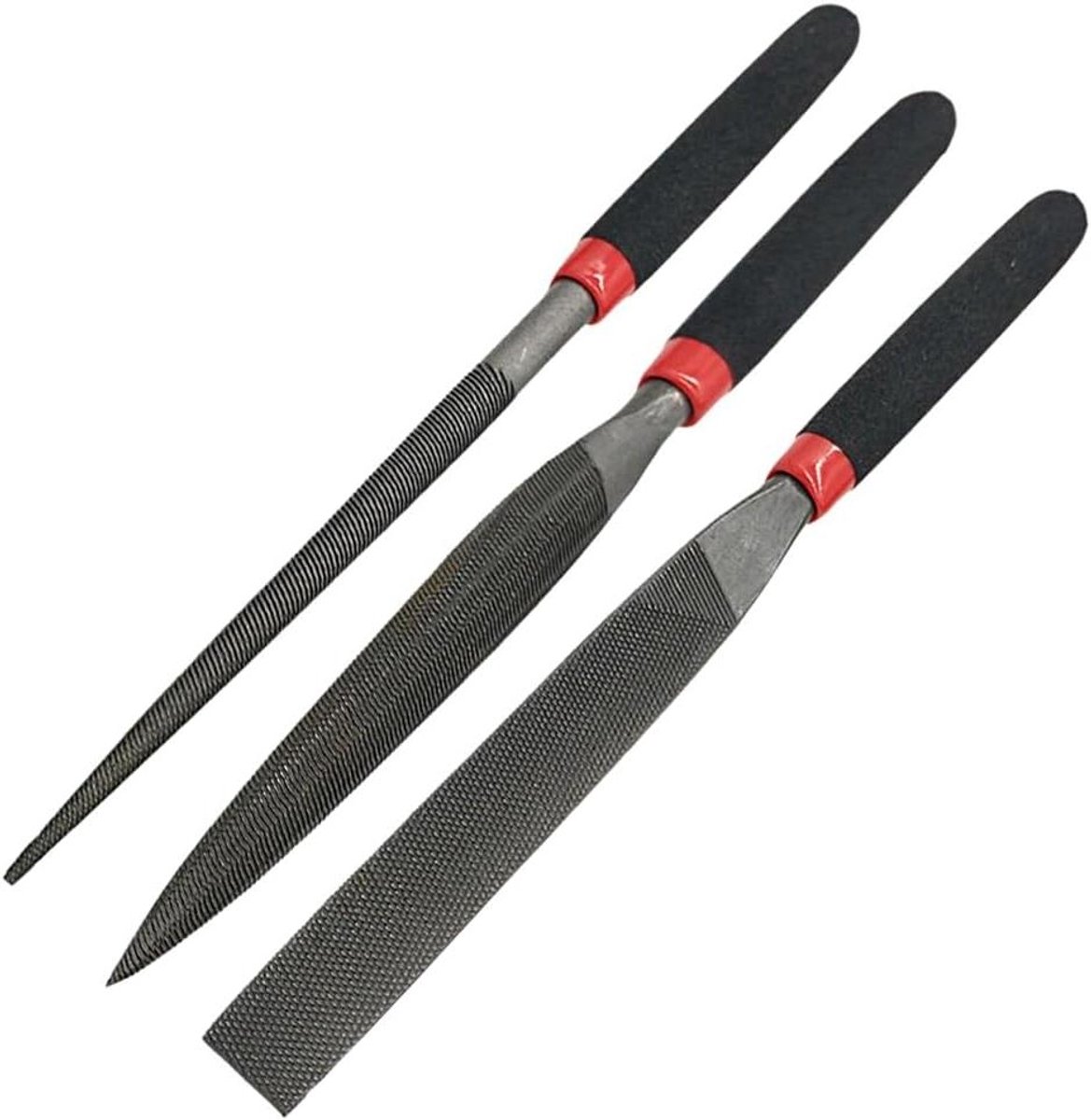 Mini Stalen Vijlen - Naaldvijl Set - Metaal Bewerken - Diamant Coating - 3 Stuks - Grijs