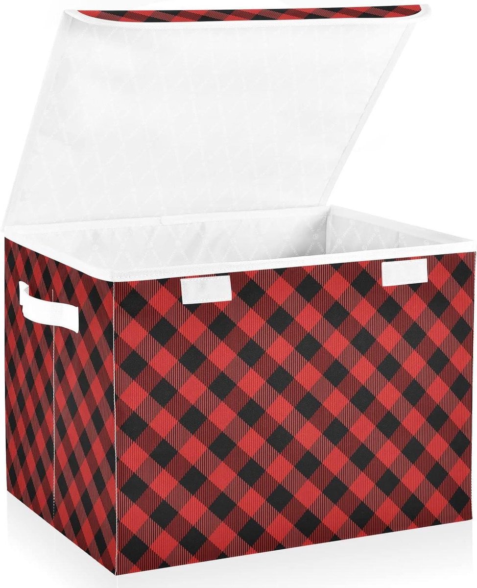 Opbergdozen - Opbergmanden - Ruimte Besparen - Inklapbaar Ontwerp - 40 Liter - Lumberjack Tartan