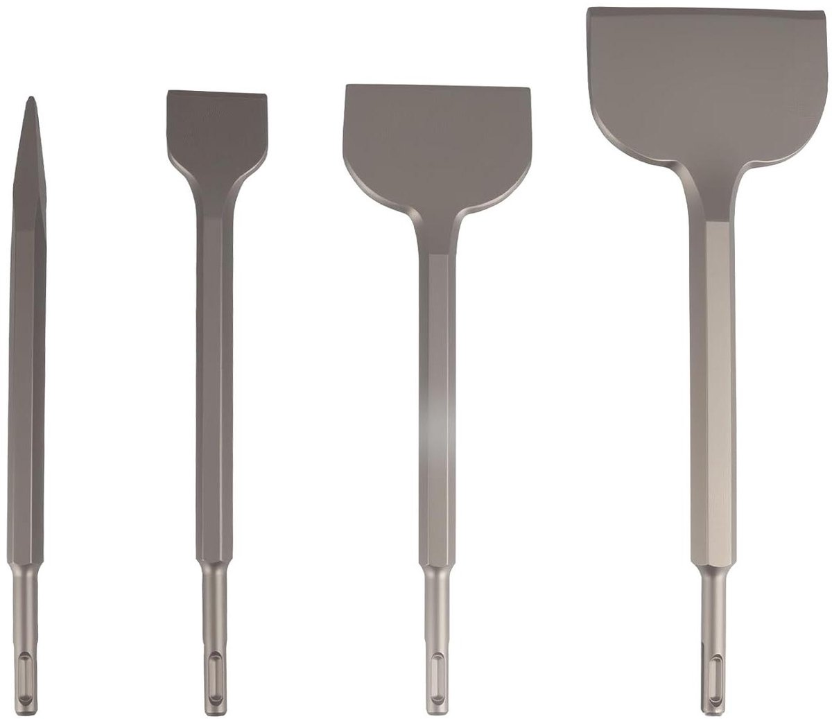 SDS Plus Beitels - Steenbeitel Set - Muur Afbreken - 4 Delige Set - 30 cm Lengte - Zilverkleurig