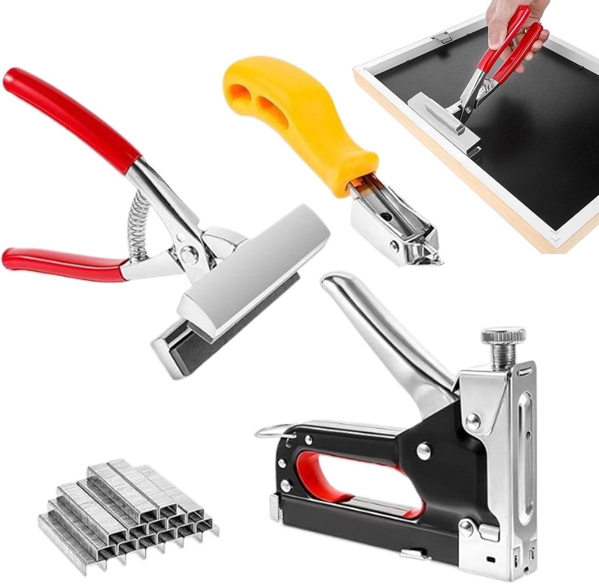 Canvas Spanner Set - Naaldwerk Tools - Textiel Spannen - Roestvrij Staal - 28x17x5 cm - Multicolor