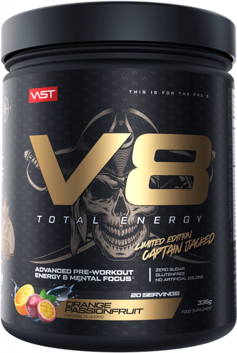 VAST V8 Total Energy (20 serv) Orange Passion Fruit - Captain Jacked Limited Edition - Pre-Workout - Pre-Workout Booster