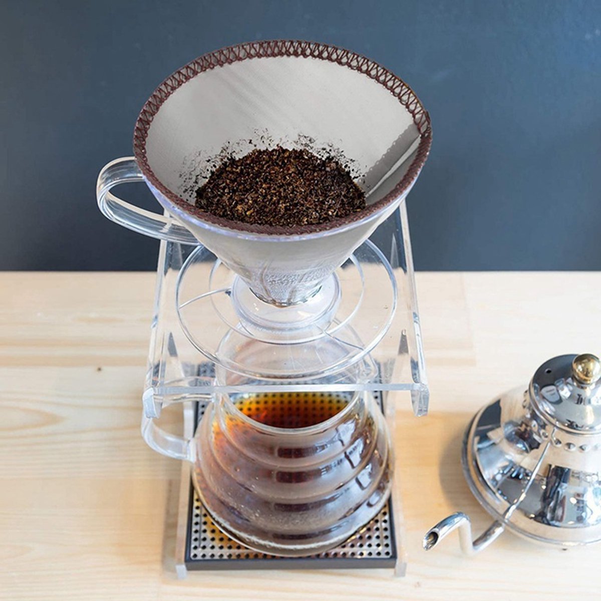 Set van 3 herbruikbare koffiefilters van roestvrij staal, draagbaar, gemakkelijk te reinigen, duurzaam, papervrij voor pour-over koffie — cadeau in Kookcadeaus - foto 4