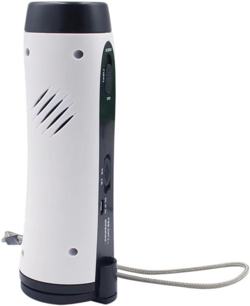 Solar Radio - Crank Charger - Noodsituatie Voorbereiding - Met SOS Alarm - 10 x 18 x 7 cm - Wit