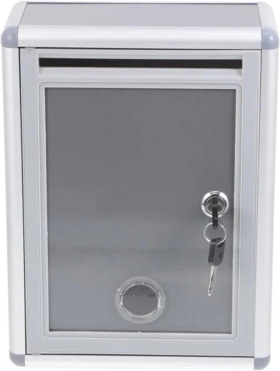 Donatiebox Muur - Suggestiedoos Brievenbus - Ideeën Verzamelen - Roestbestendig Metaal - 22x11x29cm - Zilver