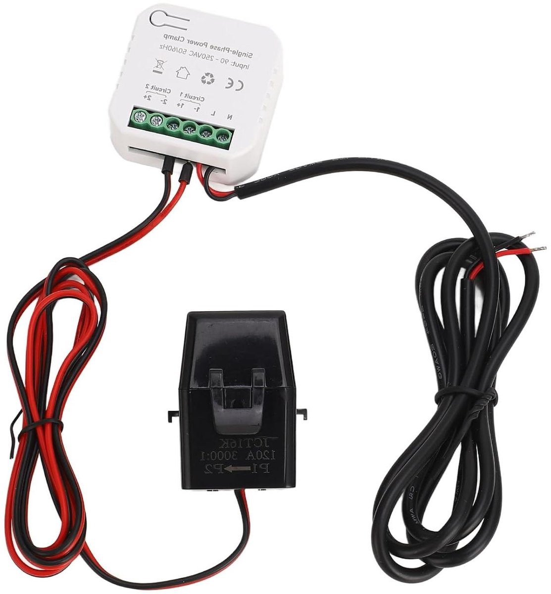 Energie Monitor - Stroommeter WiFi - Energie Verbruik - Bidirectioneel Meten - 120A CT Sensor - Grijs