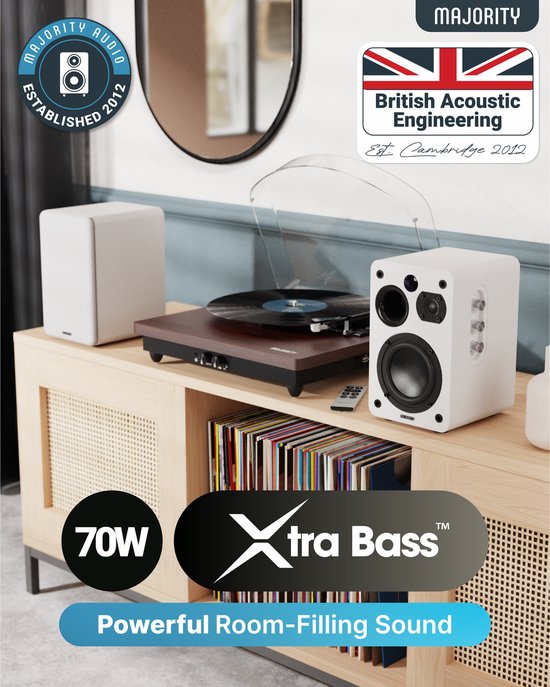 Majority D70X Active Bookshelf Speakers - Bluetooth - Stereo - 70 W RMS - Wit van Merkloos — afbeelding 5