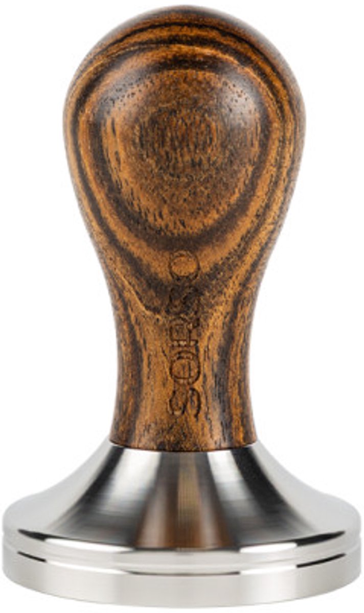 SORSO Barista tamper, roestvrij staal, met houten handvat, 58 mm – Bruin