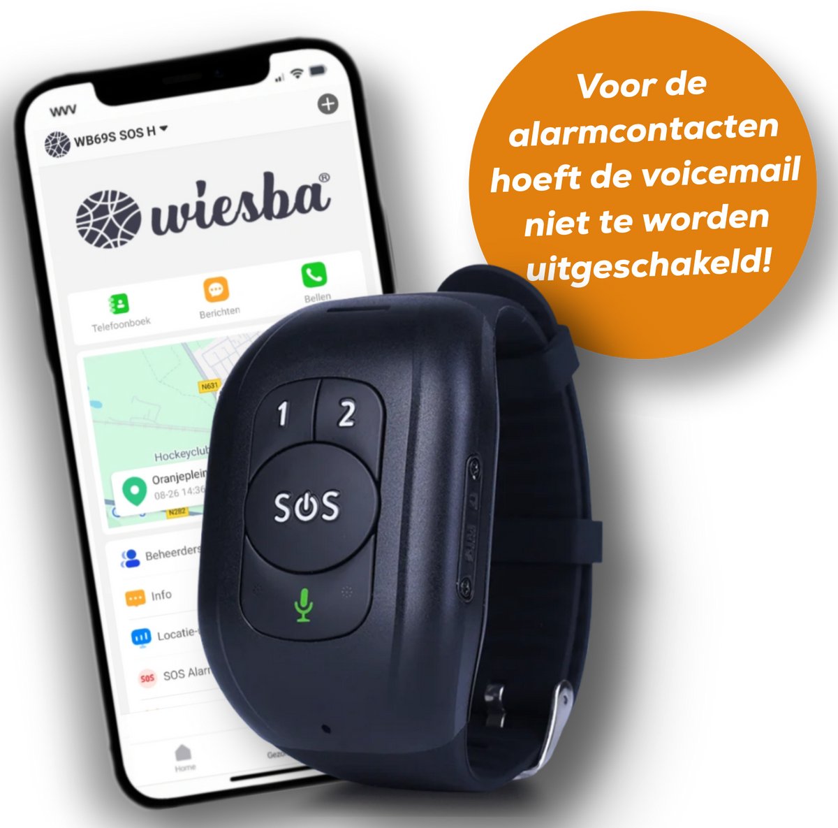 Wiesba WB62S SOS-Knop - GPS Horloge Senior - Smartwatch voor Ouderen - Persoonlijke alarmen - alarm horloge ouderen - GPS Horloge Alzheimer - Valdetectie - Persoonlijk alarm