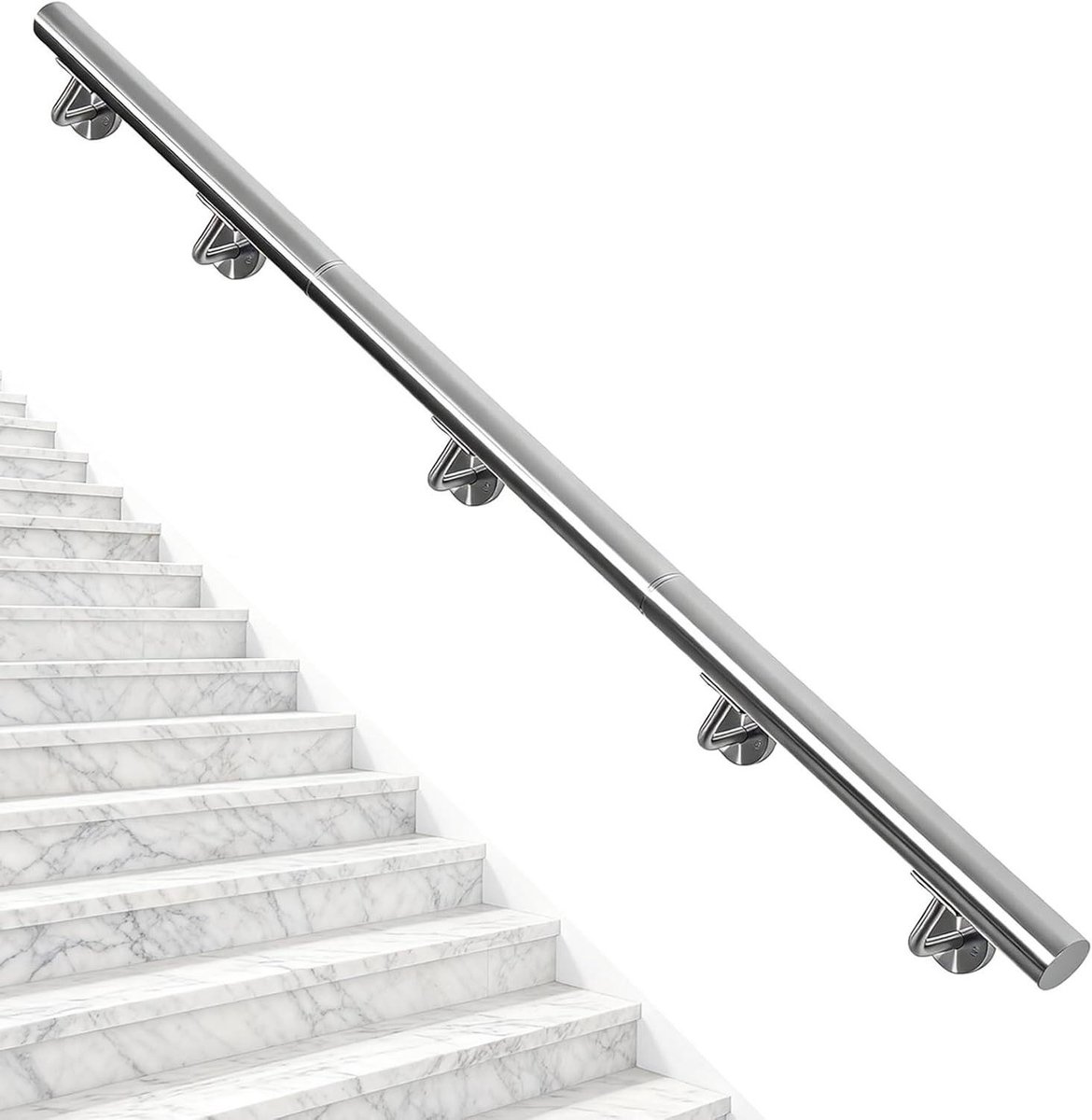 Roestvrijstalen Leuning - Trapleuning Kit - Extra Veiligheid - Gladde Randen - 3 Meter - Zilver