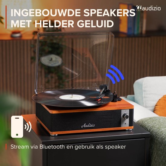 Platenspeler - Audizio Irvine - LP speler - Platenspeler Bluetooth - Voor alle plaatformaten - Houtlook — afbeelding 3