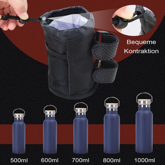 Bidonhouder Fiets - met Mesh Zakken Telefoon - fietsopbergtas - Flessenhouder - Bekerhouder - met Klittenband - voor Racefiets, Mountainbike, Kinderwagen en Buggy - Zwart — afbeelding 4