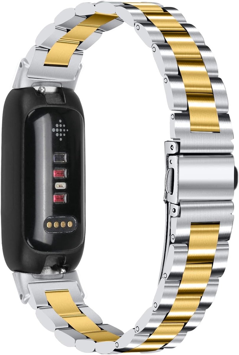 Reservebandje Fitbit Inspire 3 - Horlogebandje Metalen Band - Fitness Tracker - Verstelbaar Gespontwerp - Niet gespecificeerd - Zilver Goud thumbnail 4
