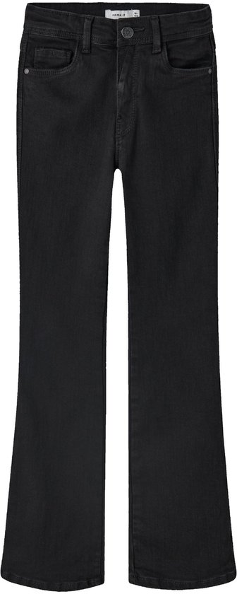 Zwarte Name It meisjes jeans met flared pijpen.