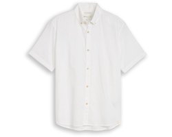 Tom Tailor Denim - Relaxed fit overhemd met korte mouwen en linnen - Maat XXL - White