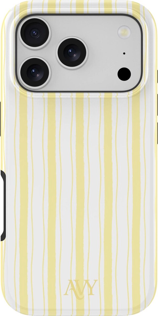 AVY Hoesje geschikt voor Apple iPhone 17 Pro Max | Sunset Coast | Strepen | Geel | Hard Shell Back Cover | Compatibel met MagSafe & Qi2