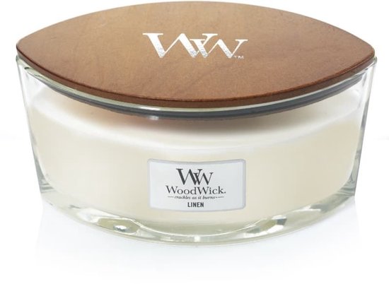 WoodWick Heartwick Flame Ellipse Geurkaars - Linen - 50 branduren
