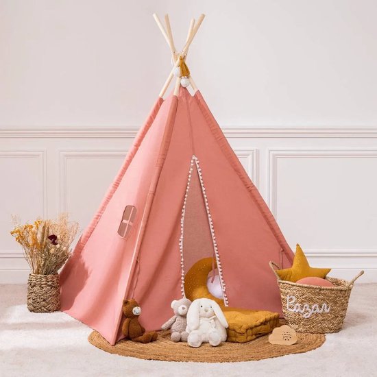 Atmosphera Tipi speeltent voor kinderen - 120 x 120 x 160 cm - zalm roze - wigwam van Atmosphera — afbeelding 5