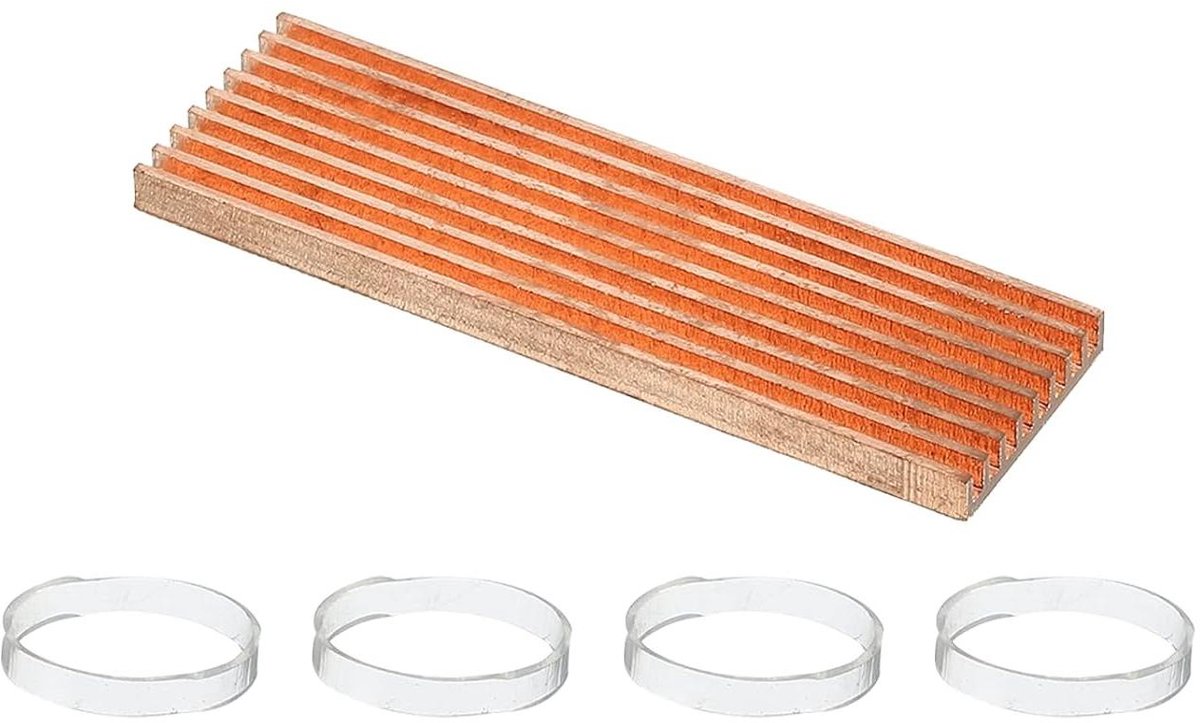 M.2 Koellichaam Kit - SSD Koeler - Componenten Koelen - Puur Koper - 70 x 21 x 4 mm - Koper