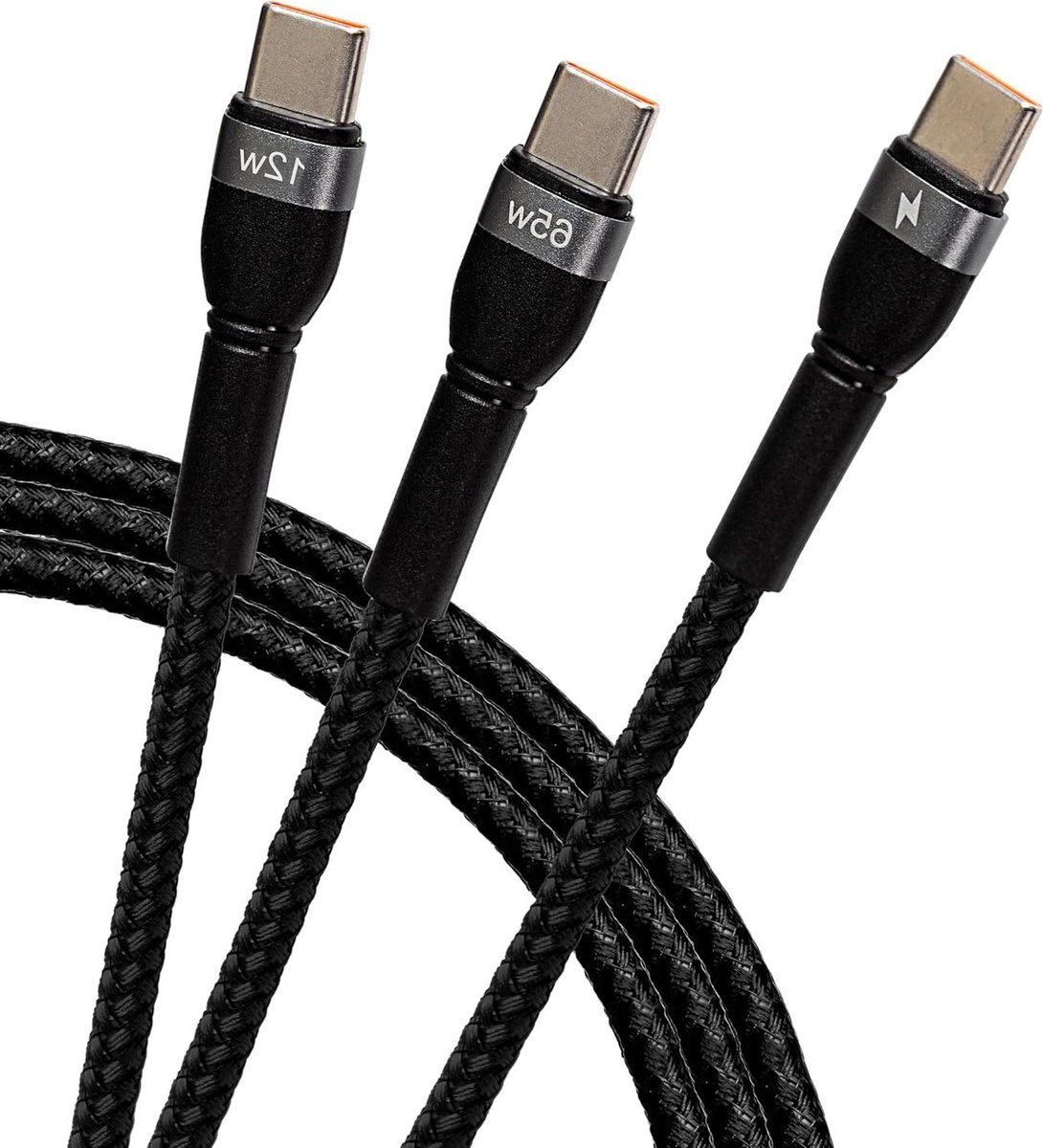 USB-C naar Dual USB-C Kabel - Gevlochten Laadkabel - Opladen en Gegevensoverdracht - 65W Snelladen - 3 meter - Zwart