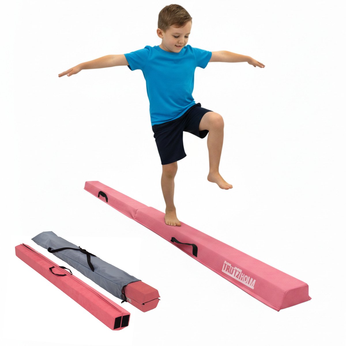 Schwebebalken 210 cm klappbar auf 105 cm pink Turnbalken mit Tragetasche Balancierbalken