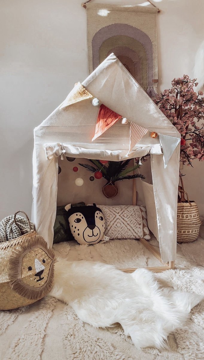 Atmosphera Kids Speelhuisje met canvas - Dennehout - Tent - 77.5 X 77.5 X H116 CM - Speeltent — afbeelding 5