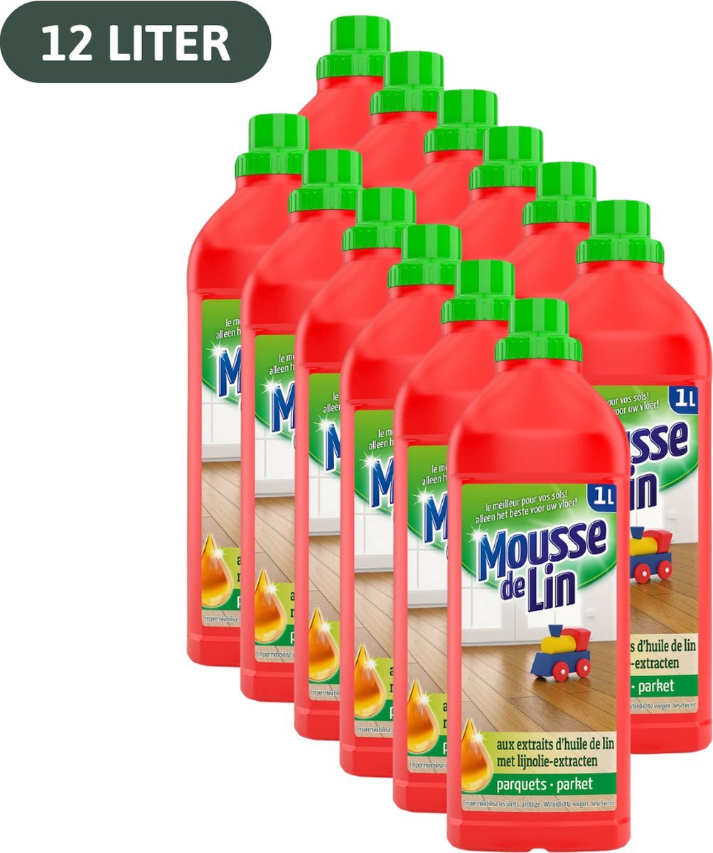 Mousse de Lin voor parket - Parketreiniger - 12 x 1L