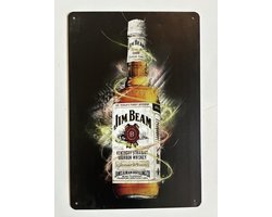jim beam Metalen wandbord 20 x 30 cm - Mancave -Wand Decoratie - Metalen borden - Tekst borden - Metalen bord - Reclame bord - Vintage - Kroeg - Bar – Cafe - Horeca - rettro