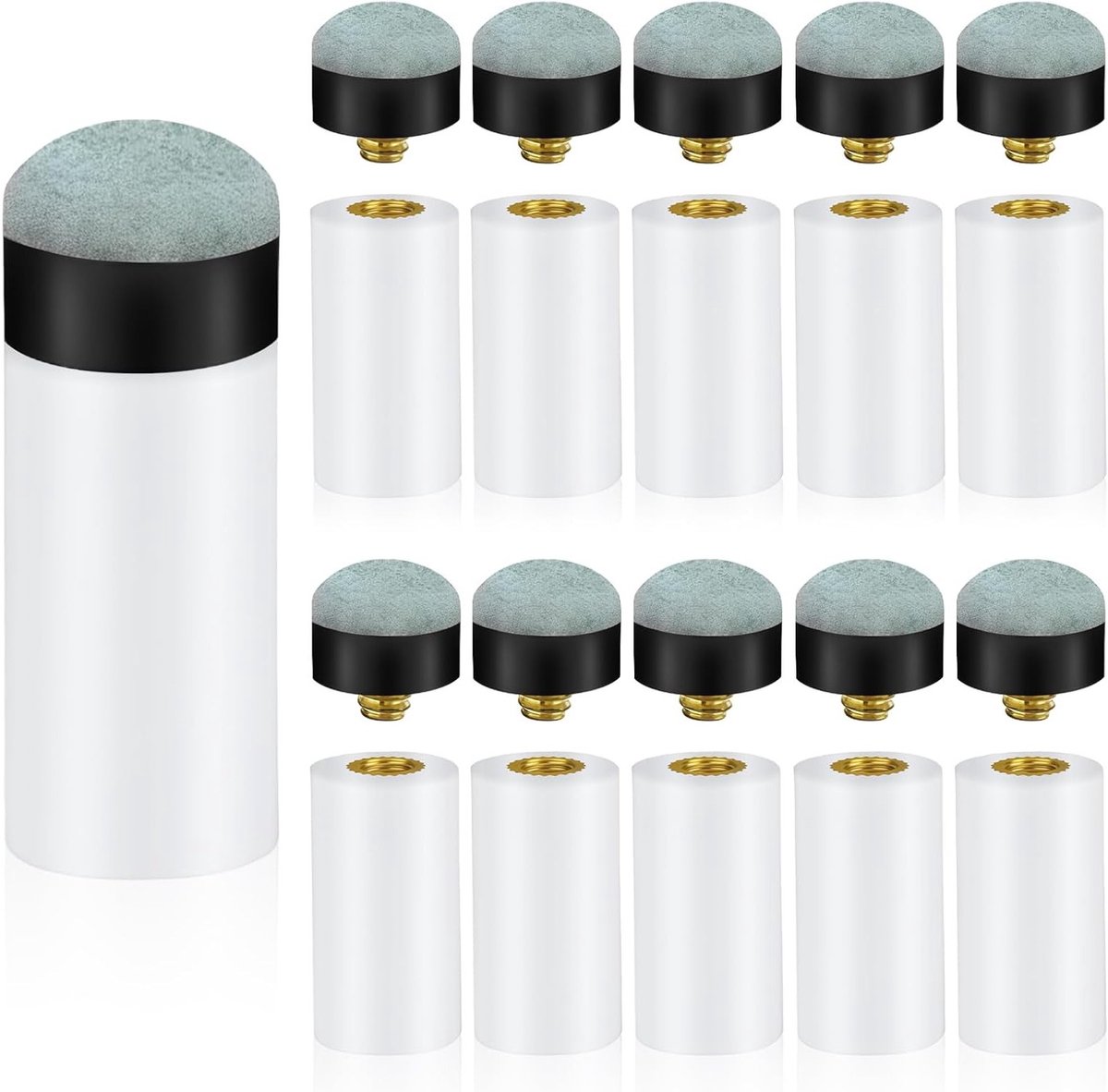 Pool Cue Tips 12mm van Leer - Vervangende Billiard en Snooker Tips met Ferrule voor Optimale Precisie en Grip