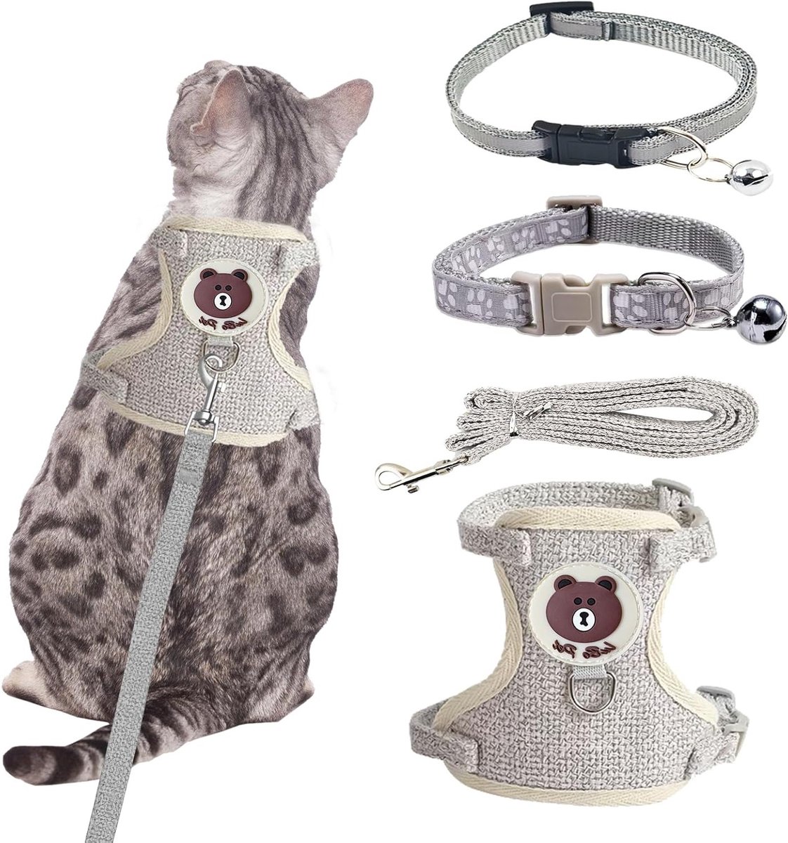 Verstelbaar en Ademend Katentuig met Leash - Ontsnapbestendig Tuig voor Katten en Kleine Honden voor Buiten Training