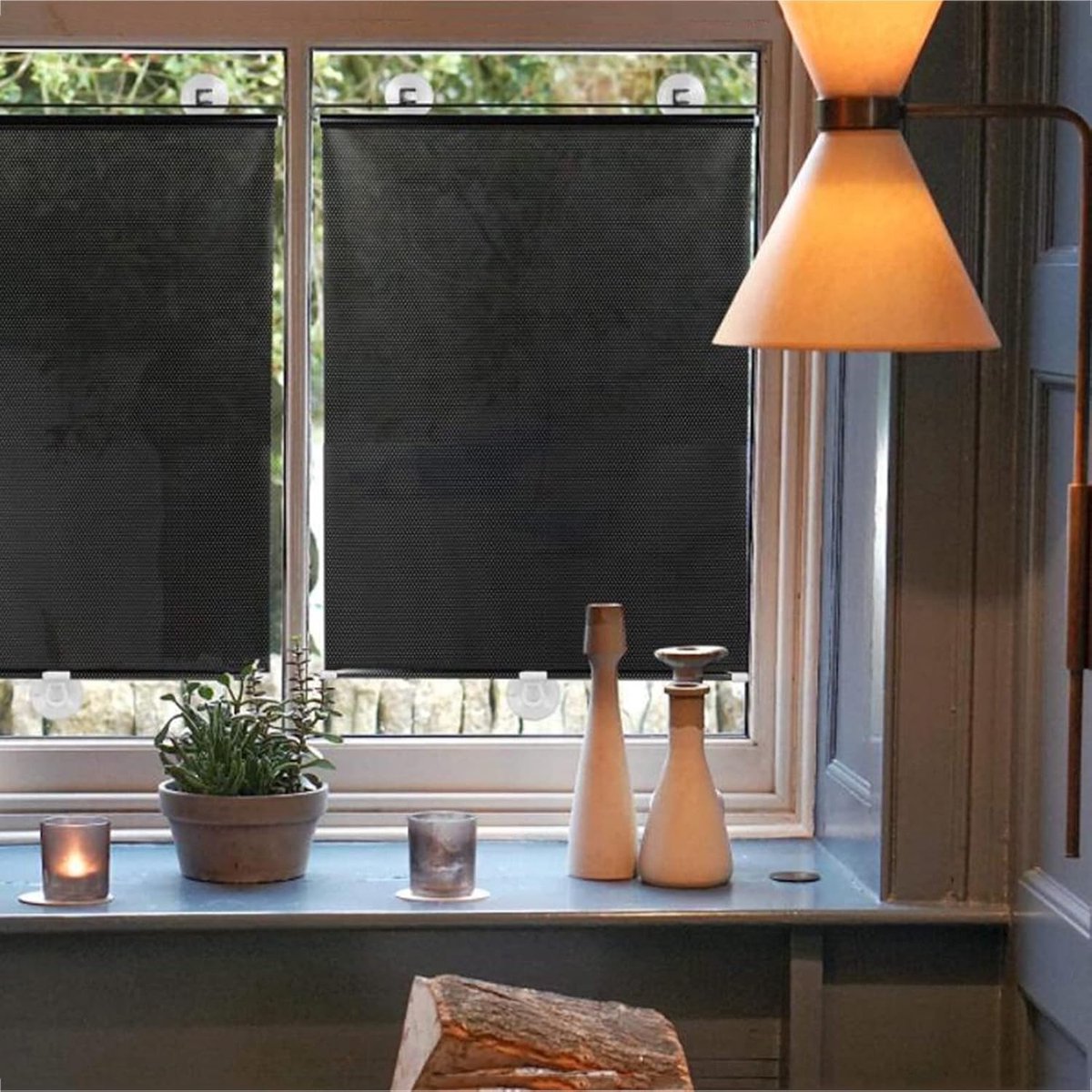 Zonnescherm – Maat S – 125 x 45 cm – Rolgordijn – Uitschuifbaar zonnescherm zonder boren (bevestiging met zuignappen) – Lichtblokkerend rolgordijn – Gordijnen – Thermisch isolerend uitschuifbaar zonnescherm voor kantoorramen en balkons – foto 2