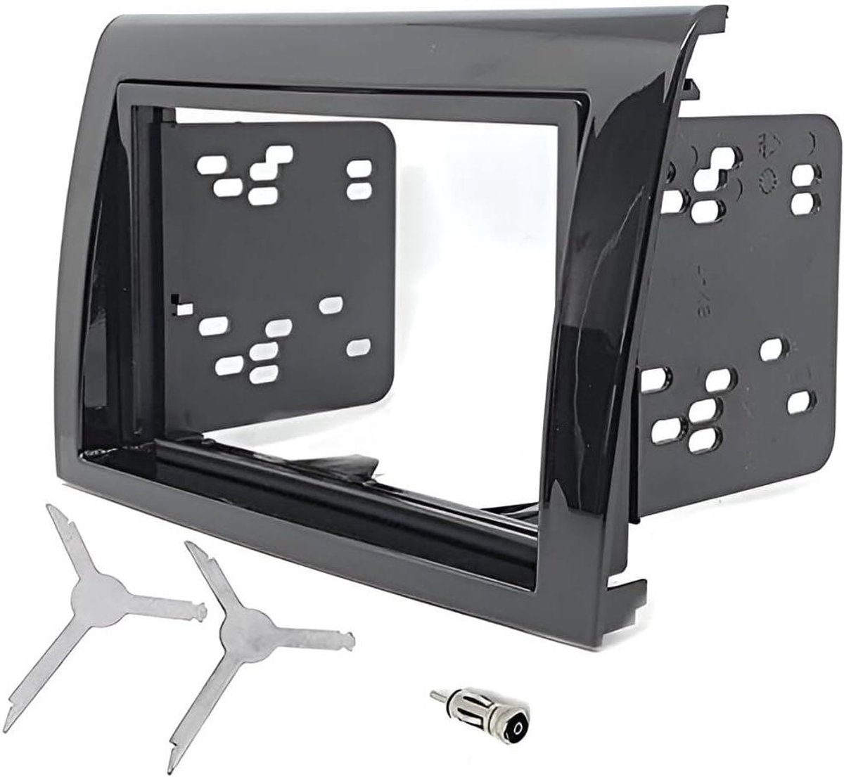 Inbouwkit Autoradio - Montagepaneel - Autoradio Installatie - Compleet met adapters - 2 DIN - Zwart Glanzend