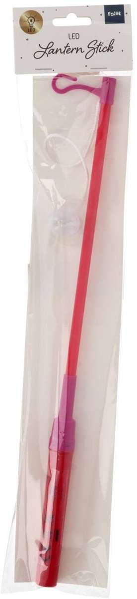 Lampionstokje - met LED lichtje - incl. batterijen - 40 cm - rood — afbeelding 4