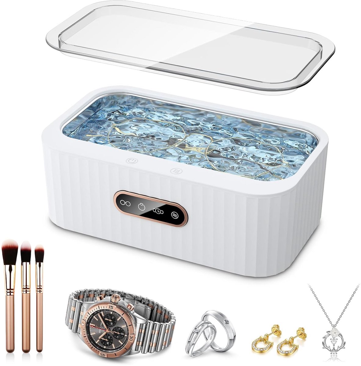 47KHz - Sieradenreiniger Professionele Ultrasone Machine met 5 Reinigingsmodi & Ééntotsbediening - 304 Roestvrijstalen Tank voor Sieraden, Brillen, Horloges en Prothesen