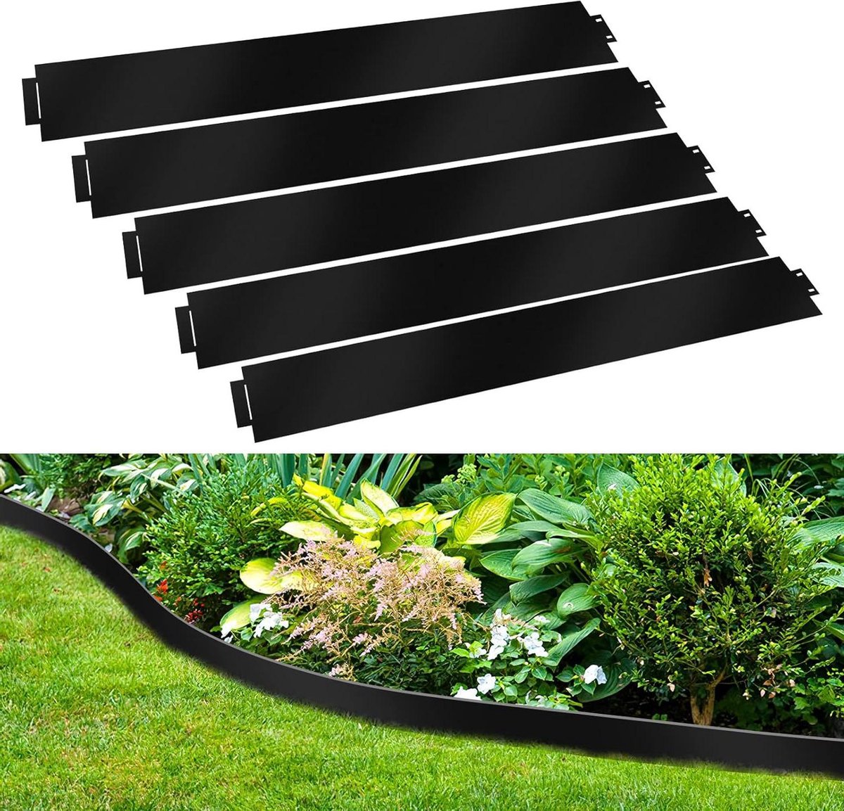 Gazonrand Metaal - Tuinrand Borderrand - Tuin Decoratie - Gegalvaniseerd Slijtvast - 30 meter 18 cm - Zwart
