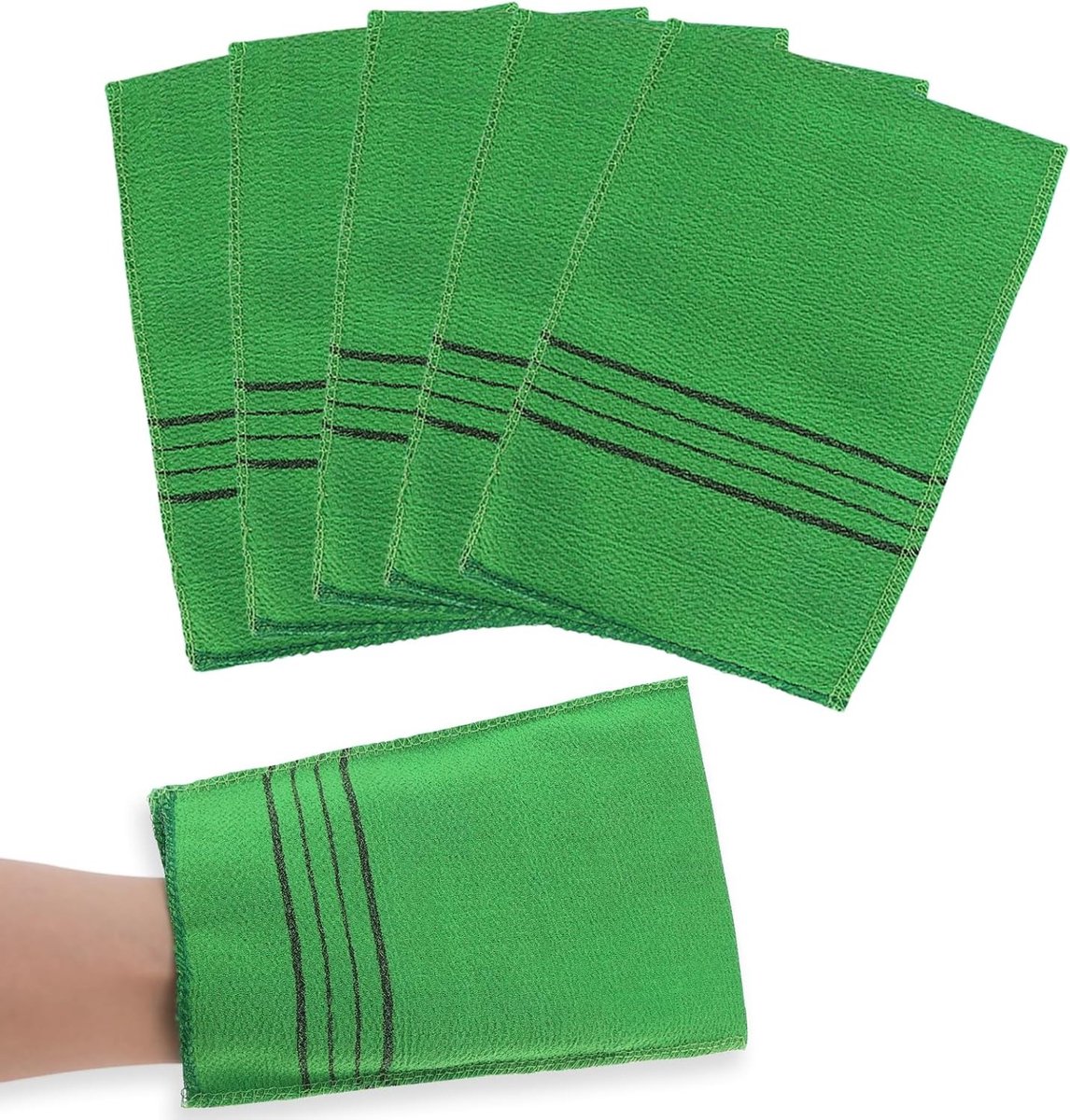 5 Stuks Exfoliërende Handschoenen voor Dode Huidverwijdering, Dubbelzijdige Scrubdoeken voor een Verfrissende Doucheervaring