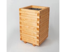 AMISHOUT - Hoge vierkante houten plantenbak 44x44x72 cm - naturel | bloembak buiten
