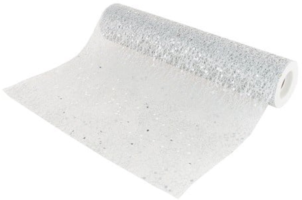 Rol Tafelloper Zilver Glitter (500x30cm)