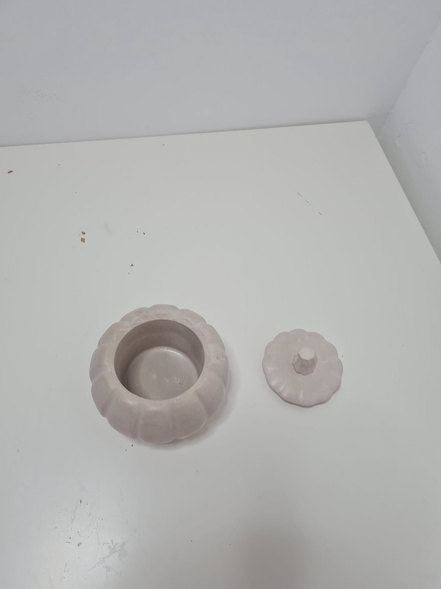 Decoratieve Keramische Pompoen met Deksel - Handgemaakt - Mat Wit/Beige - Herfst Decoratie
