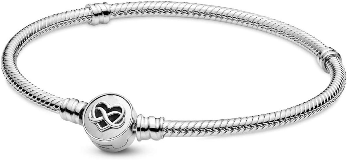Fler® | Bedel Armband met Oneindige Liefde Sluiting - maat 19 | Armband Zilver | Zilveren armband | 925 sterling zilver | geschikt voor alle populaire bedel collecties (standaard - 3mm) | Vlinder sluiting |Elegante dames armband |Valentijnsdag Cadeau